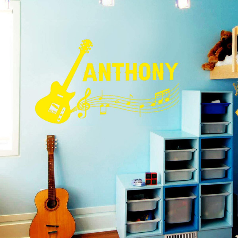 Adhésif décoratif guitare personnalisée, H 13 po x l 22 po, Jaune