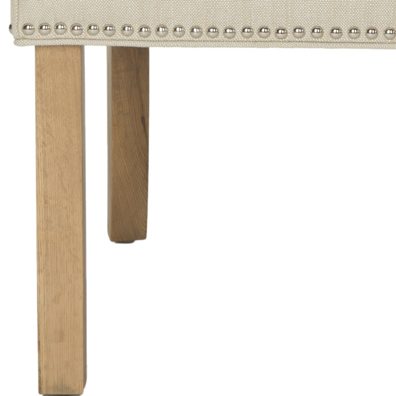 Chaise avec accoudoirs rembourrée en lin Sorrento, Beige, Chêne vieilli