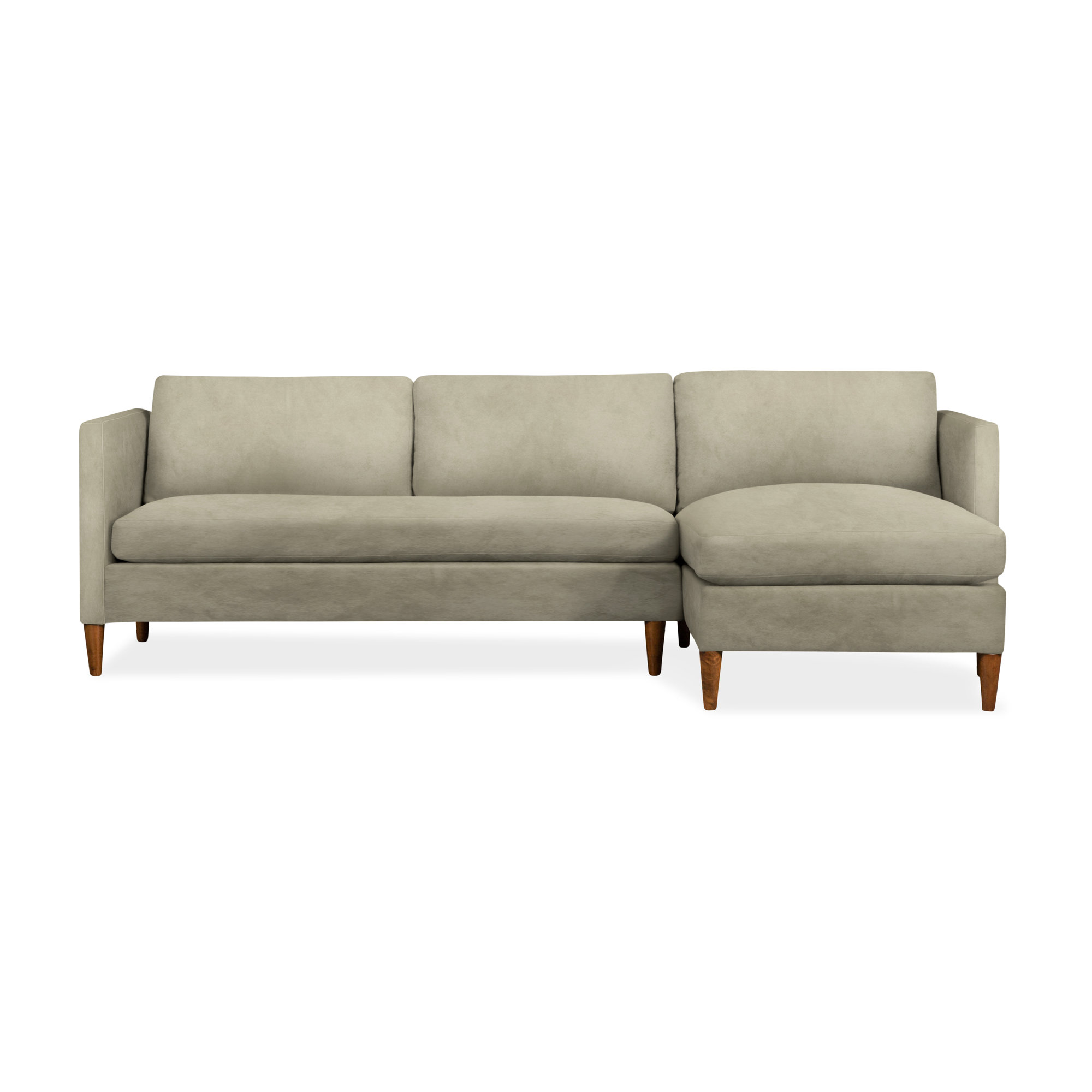 Clifford 2-Piece Sectional with Sinuous Springs and Feather Blend Cushions, Bella Beach Performance Velvet, Right Hand Facing