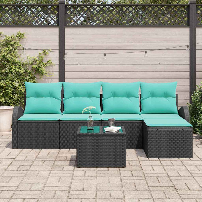 Ensemble de canapé de jardin avec coussin 6 pièces vidaXL, Coussin bleu / cadre noir