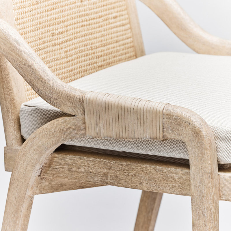 Delray Upholstered Stool, Natural/White Ceruse Frame