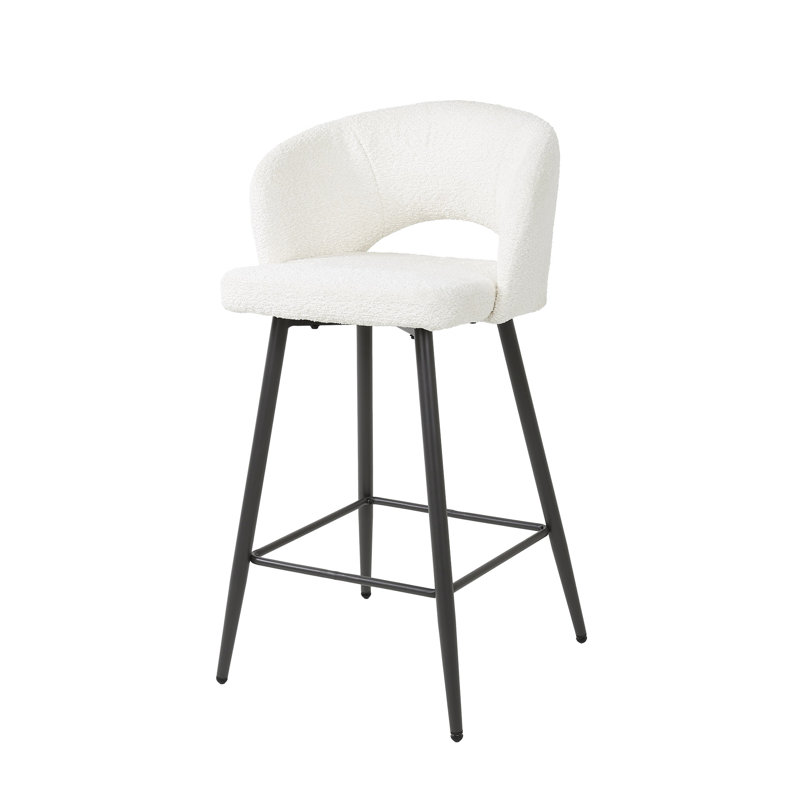 Coffeyville Upholstered Counter Stool with Metal Frame, White
