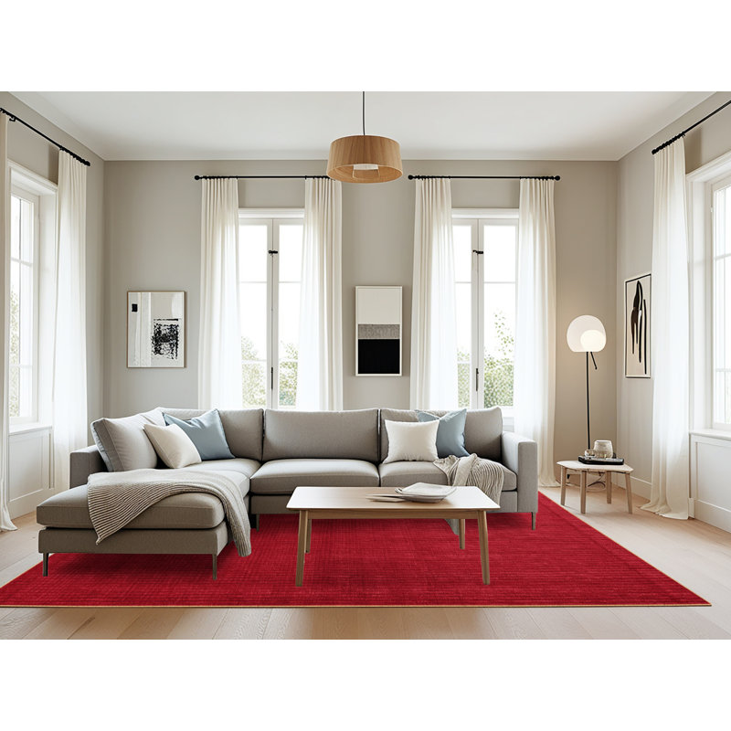 Tapis rouge uni lavable à la machine, Rectangle 6 pi x 9 pi
