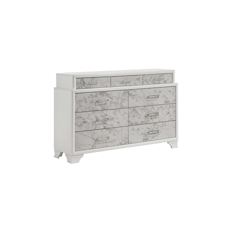 Commode en bois de style moderne avec panneaux avant en marbre et beaucoup de rangement, parfaite pour les chambres contemporaines