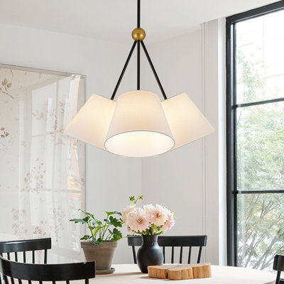 4 - Light Cluster Tapered Drum Fabric Pendant Light
