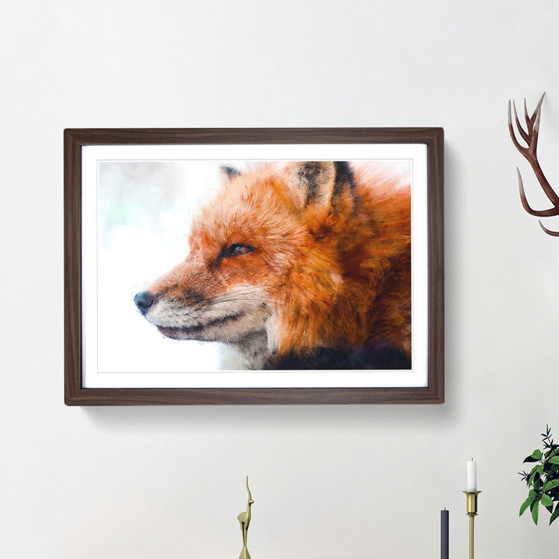 Profile of a Red Fox - Framed Print, Walnut Framed, 33cm H x 45cm W x 2cm D