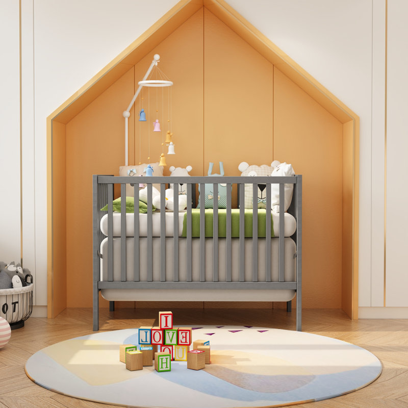 Le lit de bébé convertible 5-en-1 se convertit du lit de bébé au lit pour tout-petit, convient au matelas de lit double standard et est facile à assembler. 53 * 29 * 9 pouces - GRIS STORM