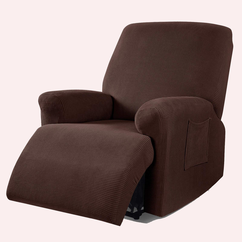 Housse pour fauteuil inclinable à coussins carrés/rectangulaires, Mélange de polyester brun