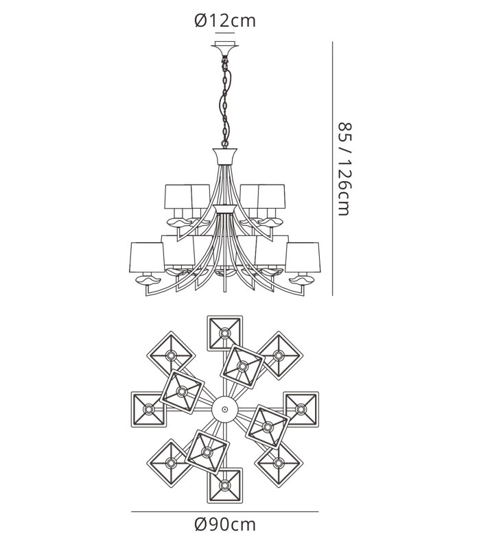 12 - Light Shaded Chandelier, Black