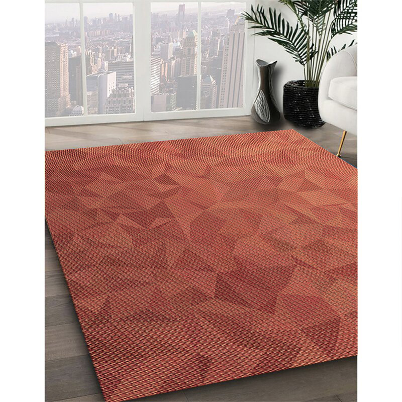 Tapis 100% à motifs lavables à la machine 2989 Pat3806 BRN, Rond 8 pi