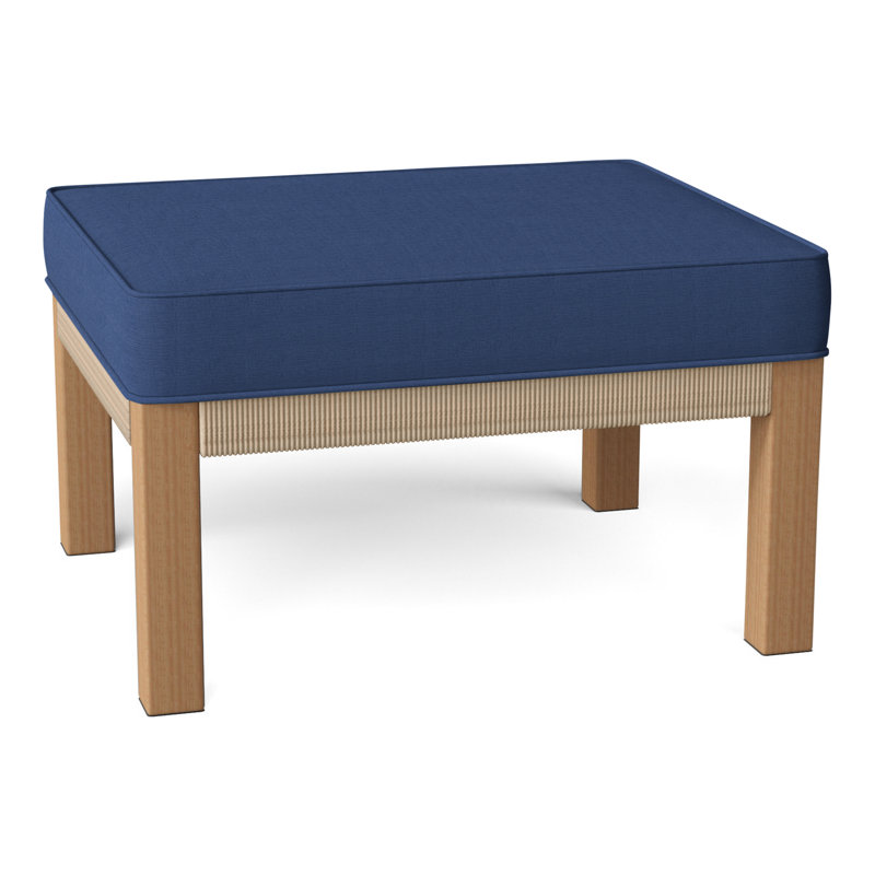 Hudson Outdoor Ottoman, Canvas Navy Sunbrella® Canvas, Hudson Natural Cord