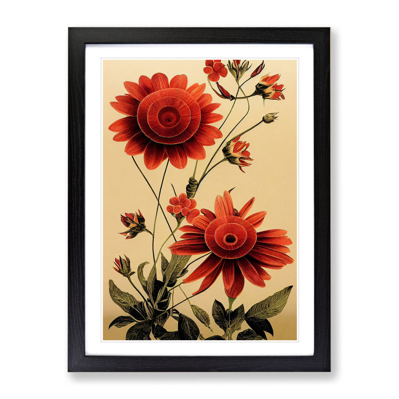 Retro Flower - Framed Print, Black Framed, 64cm H x 46cm W x 2cm D