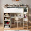 Lit mezzanine double en bois massif avec bureau, tablettes supérieures, tringle à vêtements, lit pour enfant en chêne blanc