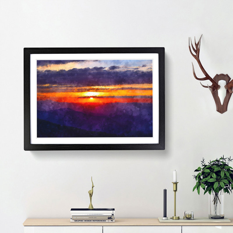 Cloudy Sunset - Picture Frame Graphic Art Print, 24cm H x 33cm W x 2cm D, Black Framed