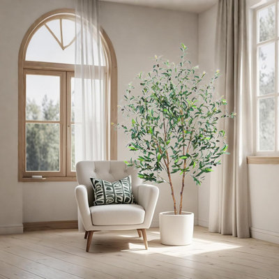 Bambou artificiel, arbres artificiels en pot avec tronc réaliste et feuilles de soie