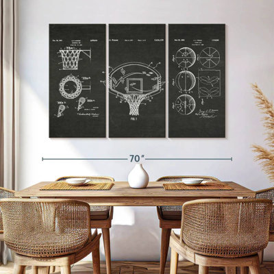 Ensemble de 3 pièces de basketball sur toile