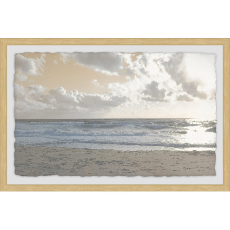 Serene Sea III - Single Picture Frame Print, 20cm H x 30cm W , Natural Framed