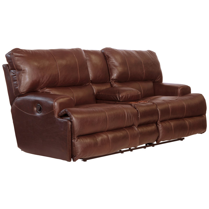 Anjuman 3 - Piece Italian Leather Match Sectional with 4 Lay-Flat Reclining Seats, Walnut Leather Match, No, Manual