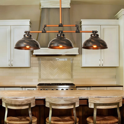 Luminaire suspendu linéaire pour îlot de cuisine à 3 lumières LuxeLite pour salle à manger