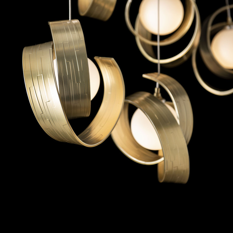 Riza 10 - Light Kitchen Island Geometric Pendant, 17" - 80", Modern Brass