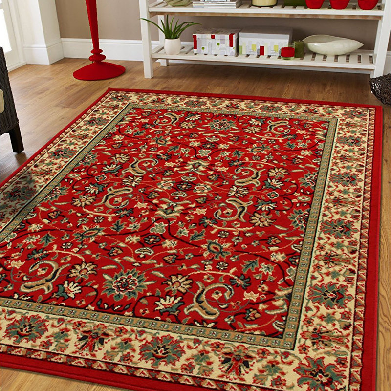 tapis intérieur/extérieur rouge large oriental Neil, Rectangulaire 8 pi x 11 pi