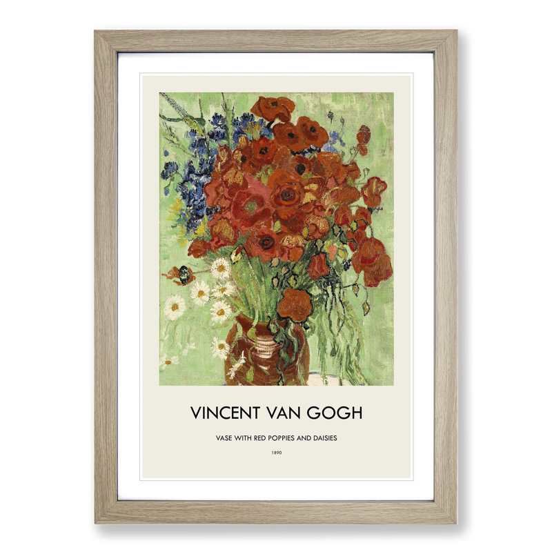Still Life With Daisys by Vincent Van Gogh - Single Picture Frame Print, Oak Framed, 36cm H x 27cm W x 2cm D