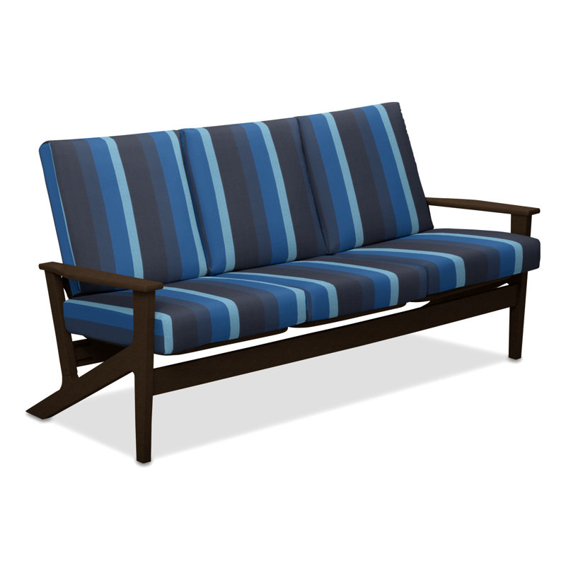 Chrisa 74.5'' Wide Patio Sofa with Cushions, Kona, Gateway Indigo