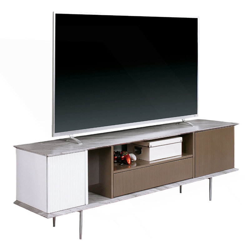 Console télé moderne avec tablettes ouvertes