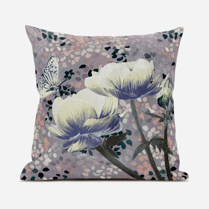 Housse et insert de coussin décoratif en polyester pour l'intérieur et l'extérieur, 16 po x 16 po, Jaune / bleu pâle / gris