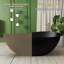 63" Egg-Shaped Freestanding Resin Soaking Bathtub, Artful Wavy Curve Design with Drain & Overflow, Modern Statement Piece for Luxury Bathrooms-101056271