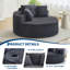 Fauteuil méridienne rond surdimensionné en velours côtelé moderne - Canapé circulaire à assise profonde avec porte-gobelets - Lit douillet et confortable pour le salon ou la chambre - Aucun assemblage requis, gris