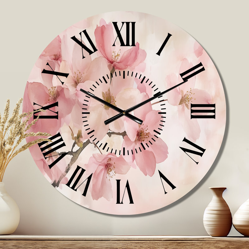 Horloge murale Spring Cherry Blossom Drift - Asian, Médium