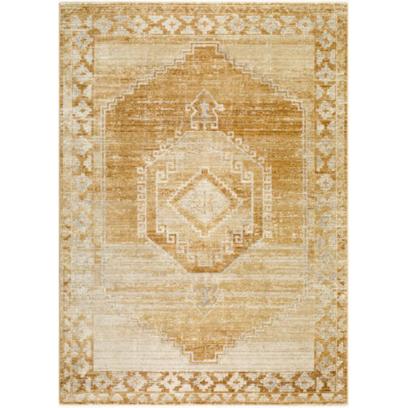 Tapis d'intérieur tissé à la machine Bluffton, Rectangle 6 pi 7 po x 9 pi, Brun / Brun clair / Gris