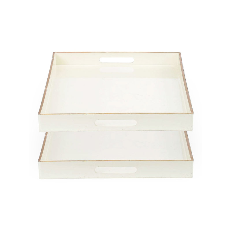 Gillen Rectangle Tray - Set of 2 - 19" x 14" - White
