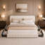 Cadre de lit en velours King Size avec 4 tiroirs et tête de lit ajustable