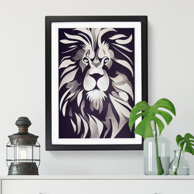 Lion Scandinavian - Single Picture Frame Print