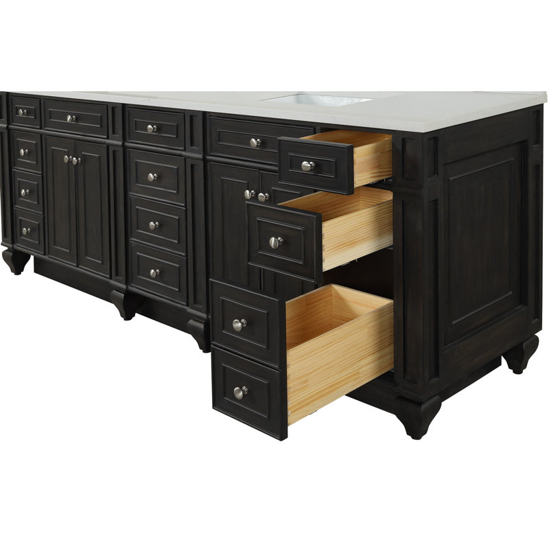 Ensemble de meuble-lavabo double 84 po Akintunde, Brun