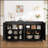 4-Door Fluted TV Stand With Power Outlet, Handleless Wave Design Entertainment Center, Adjustable 3-Tier Storage Cabinet-1986259122