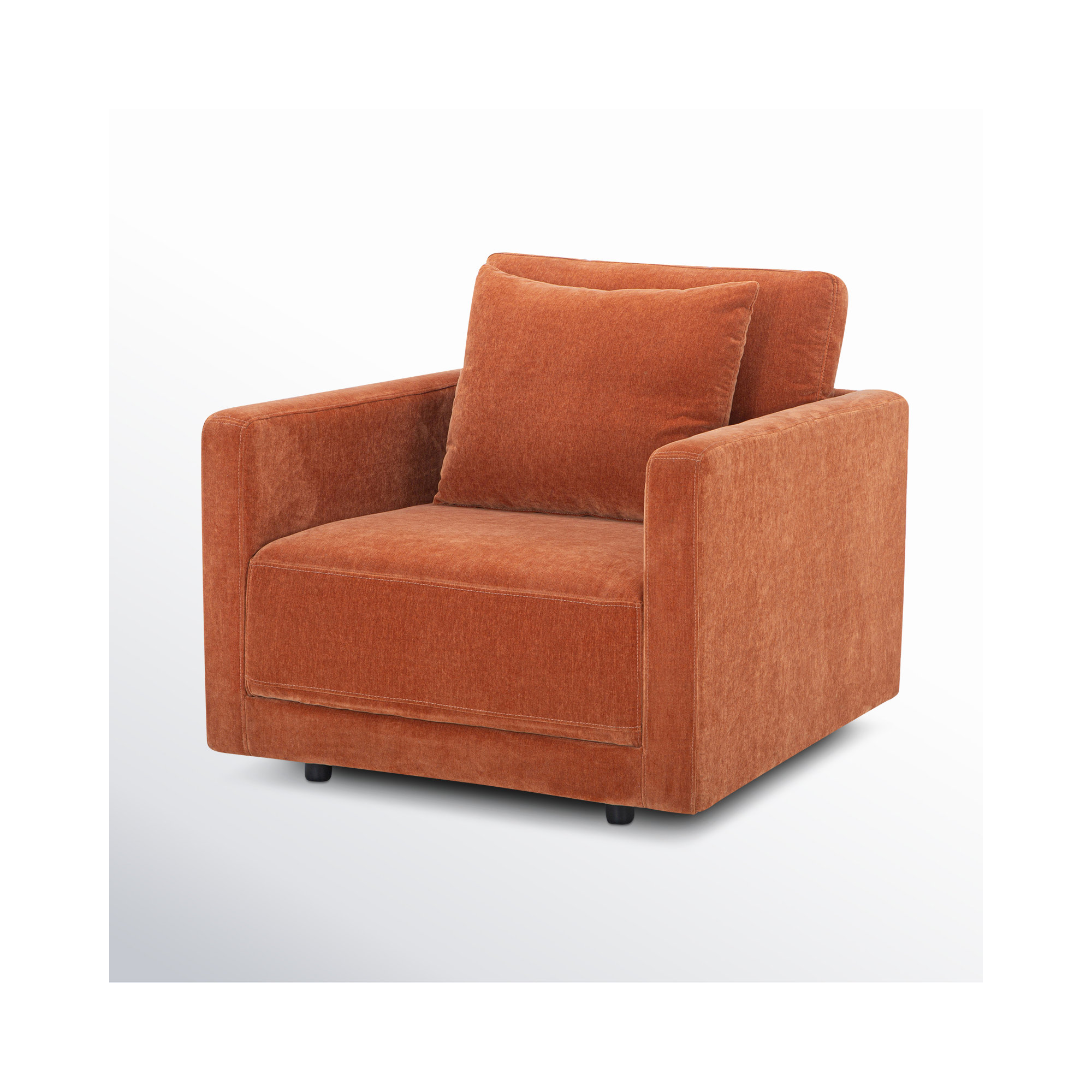 Kenji Upholstered Armchair, Rust Performance Chenille