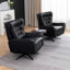 Fauteuil inclinable à oreilles pivotant en cuir véritable (ensemble de 2)-1077657391
