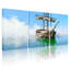 «Nautical Old Ship On Calm Water With Clouds», ensemble de 3 impressions sur toile-1299736042