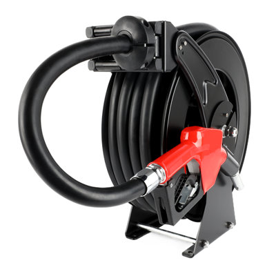 Enrouleur de tuyau de carburant rétractable avec buse d'alimentation 3/4 "x 50 'Dévidoir à boyau à moteur pneumatique 300 PSI