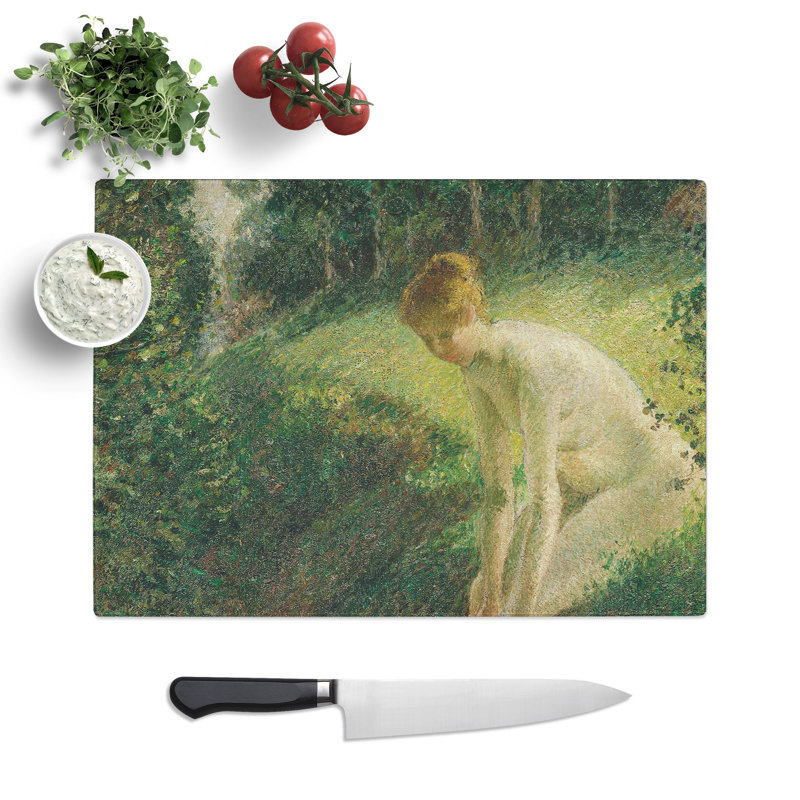 Lady Cleaning Her Leg by Camille Pissarro Chopping Board, 0.4cm H x 28.5cm W x 39cm L
