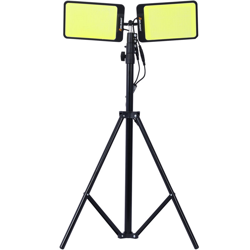 Éclairage de travail à DEL avec support, trépied à double tête de 11 200 lumens, éclairage de construction portatif avec éclairage à distance et polyvalent