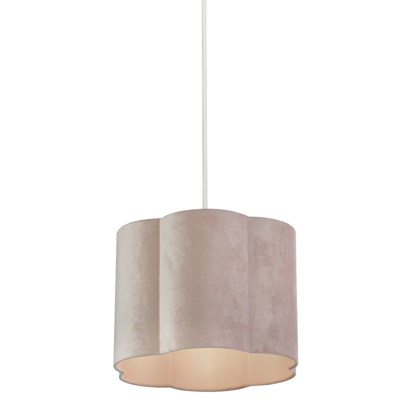 25cm H Faux Velvet Drum Pendant Shade ( Uno ) in Pink