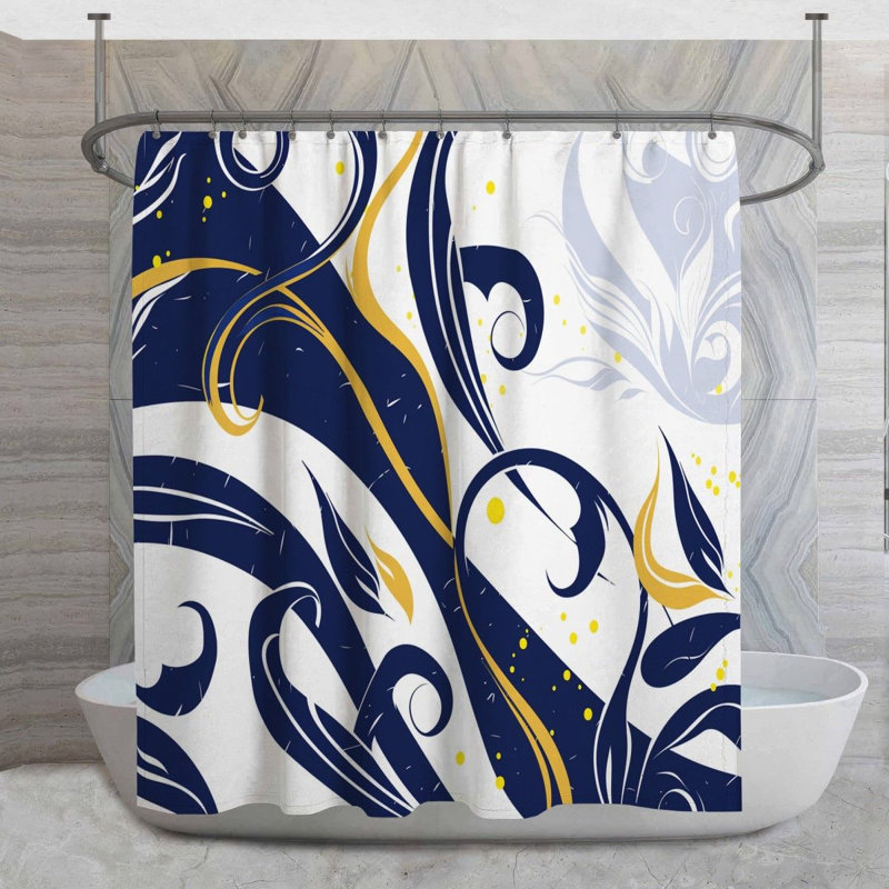 Rideau de douche à motif tourbillon - Motif frais - Décoration de salle de bain 14093, H 83 po x l 70 po