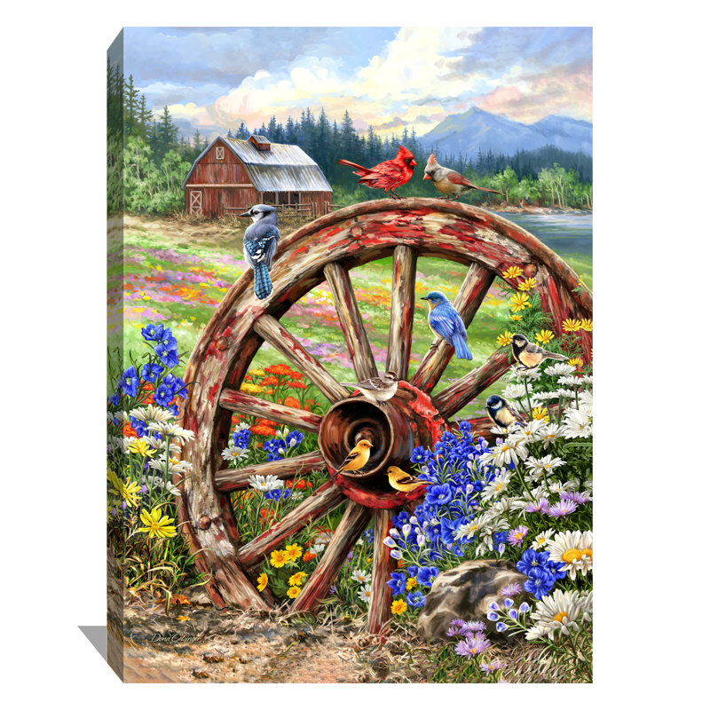 «The Wagon Wheel», art mural sur toile, H 14 po x l 10 po x P 1 po