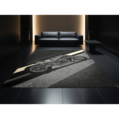 Tapis gris moelleux et moelleux à motif géométrique Cyberpunk