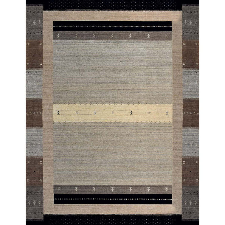 Tapis beige et rouille noué à la main de haute qualité