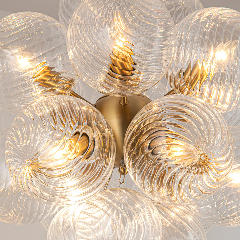 12-Light Modern Dimmable Sputnik Sphere Chandelier With Glass Globe, Gold